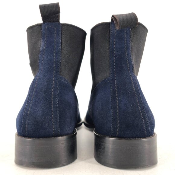 Donald J. Pliner Italy Navy Blue Suede Chelsea Ankle Boots Mens 7.5M Dress Shoes - Picture 5 of 12